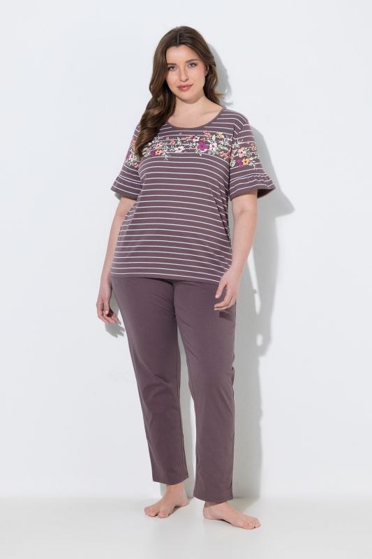 Floral Stripe Two Piece Pajama Set