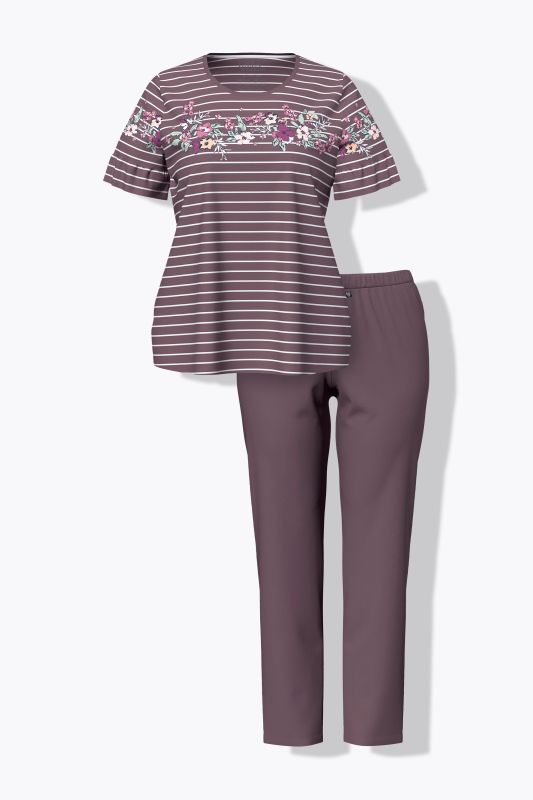 Floral Stripe Two Piece Pajama Set