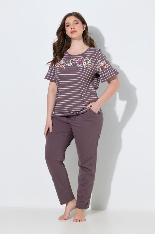 Floral Stripe Two Piece Pajama Set