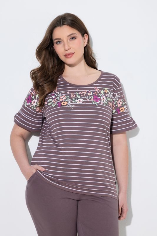 Floral Stripe Two Piece Pajama Set