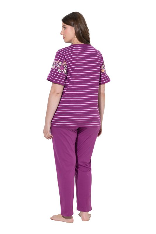 Floral Stripe Two Piece Pajama Set
