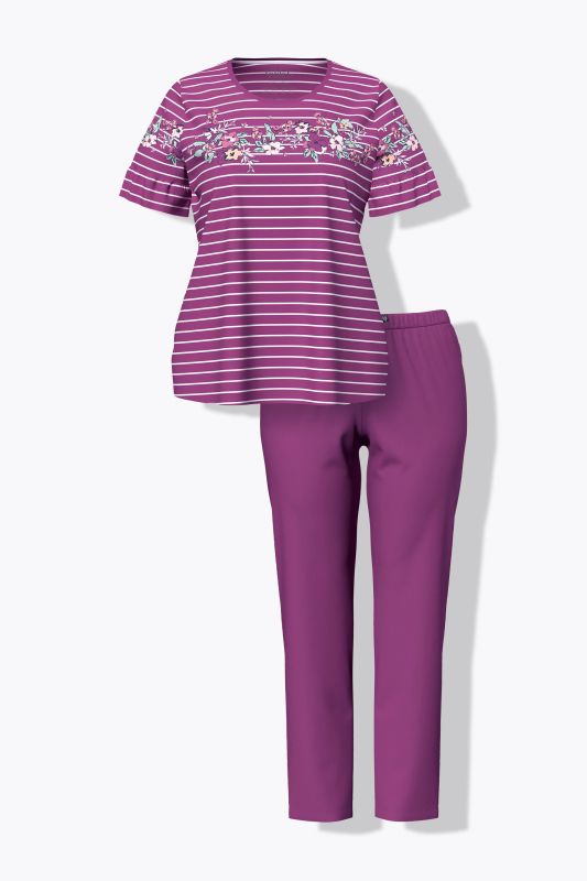 Floral Stripe Two Piece Pajama Set