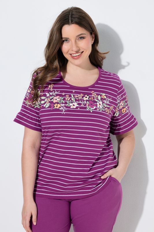 Floral Stripe Two Piece Pajama Set