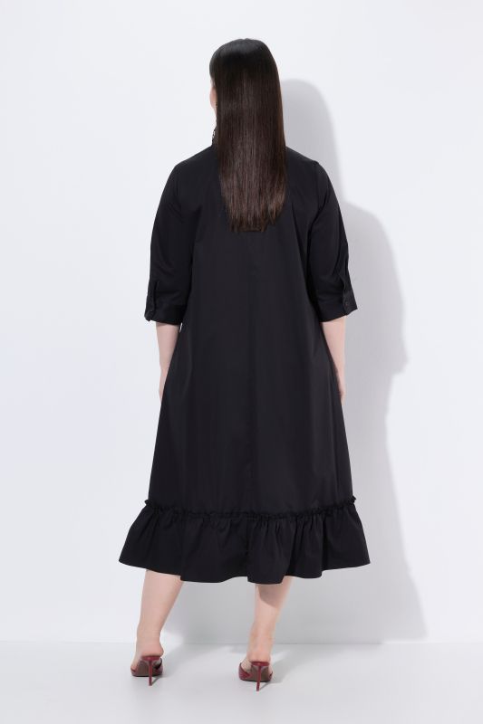 Tonal Ginkgo Embroidered Flounce Panel Dress
