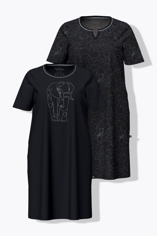 2 Pack Safari Line Rhinestone Detail Sleep Tees