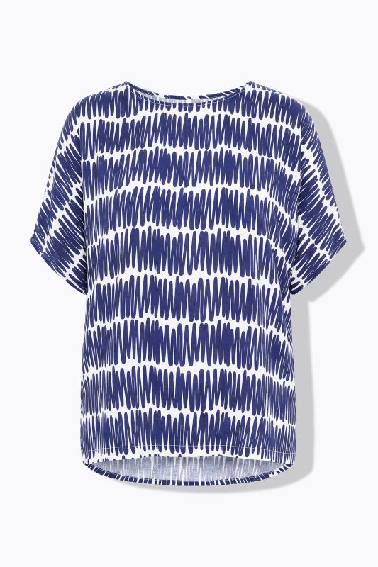 Scribble Print Drawstring Sleeve Blouse