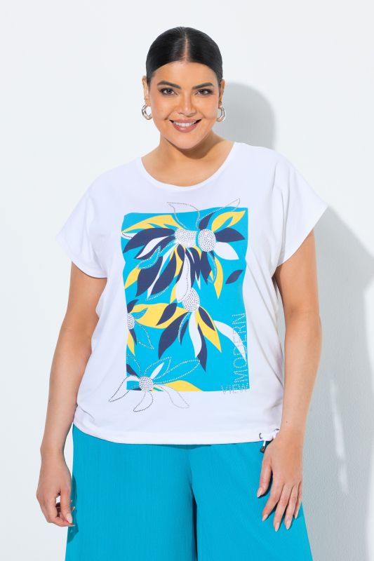 Rhinestone Floral Modern View Graphic Tee