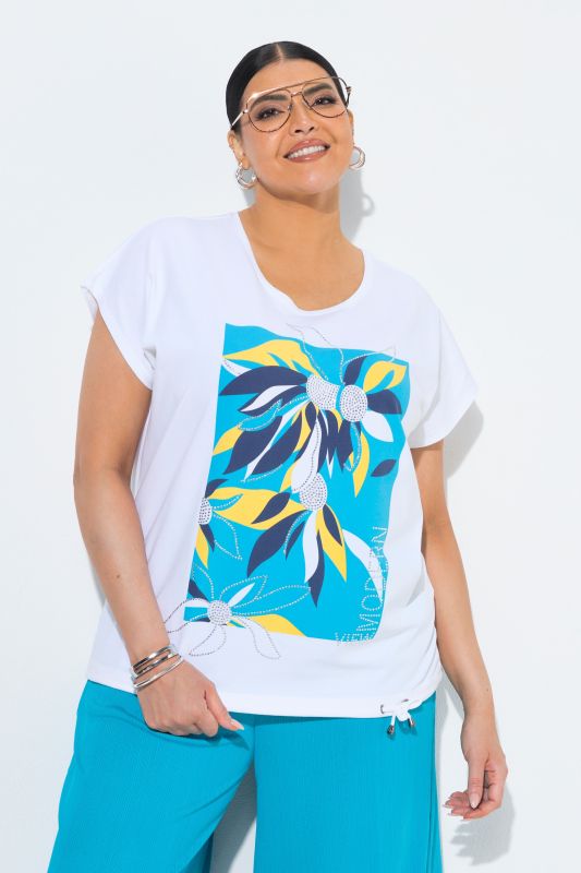 Rhinestone Floral Modern View Graphic Tee