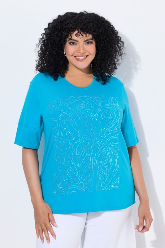 Rhinestone Leaf Short Sleeve Tee