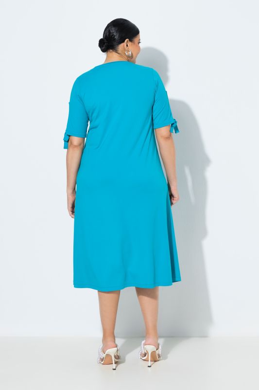 Ribbon Tie Short Sleeve A-Line Dress
