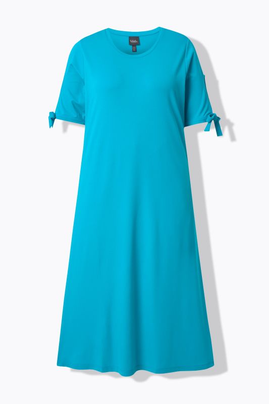 Ribbon Tie Short Sleeve A-Line Dress