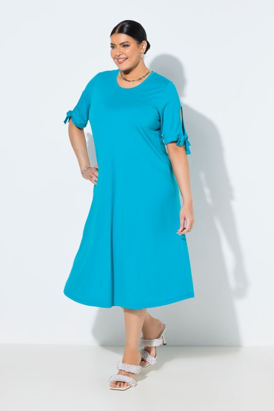 Ribbon Tie Short Sleeve A-Line Dress