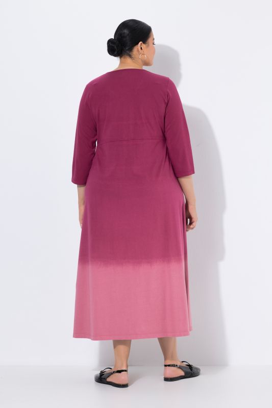 Ombre Twist 3/4 Sleeve Knit Empire Waist A-Line Pocket Dress