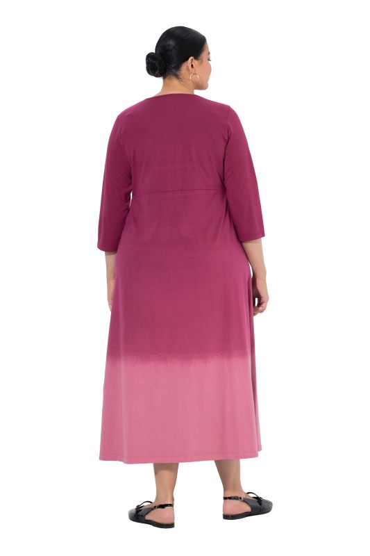 Ombre Twist 3/4 Sleeve Knit Empire Waist A-Line Pocket Dress