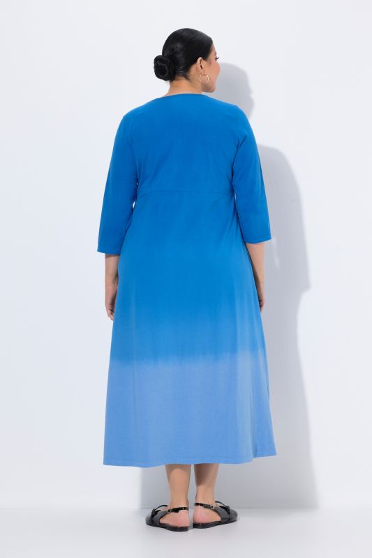Ombre Twist 3/4 Sleeve Knit Empire Waist A-Line Pocket Dress