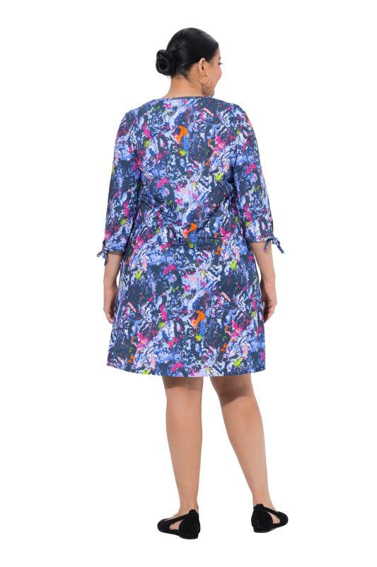 Splatter Paint 3/4 Sleeve Knit A-Line Pocket Dress
