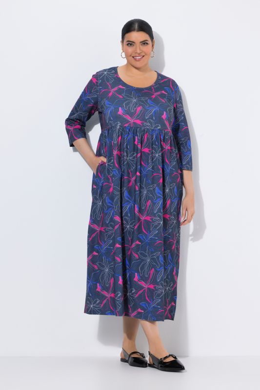 Neon Flower Empire Waist Knit Empire Waist A-Line Pocket Dress
