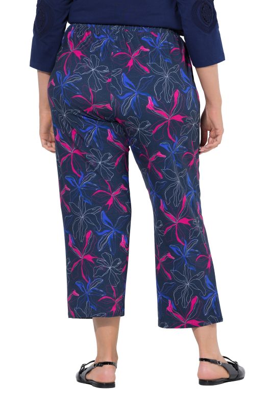 Neon Flower Elastic Waist Jersey Cropped Pants