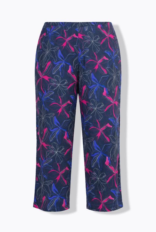 Neon Flower Elastic Waist Jersey Cropped Pants