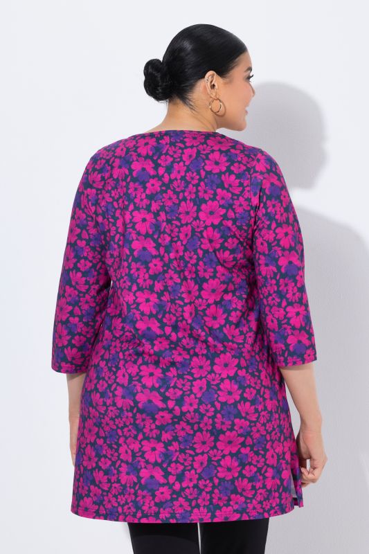 Magenta Bloom Square Neck Knit Tunic