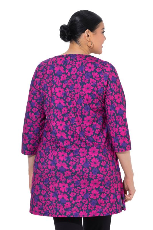 Magenta Bloom Square Neck Knit Tunic
