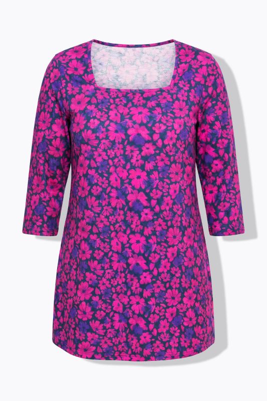 Magenta Bloom Square Neck Knit Tunic