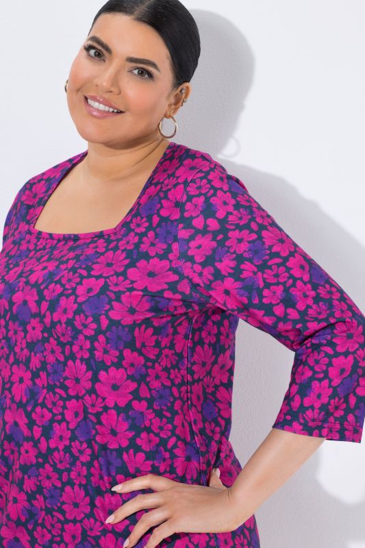 Magenta Bloom Square Neck Knit Tunic