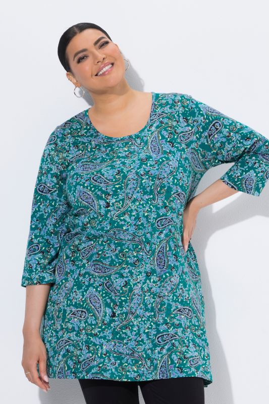 Paisley Bloom 3/4 Sleeve Knit Tunic