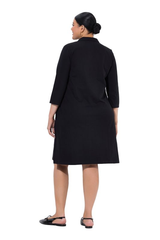 Polo Collar 3/4 Sleeve Knit A-Line Pocket Dress