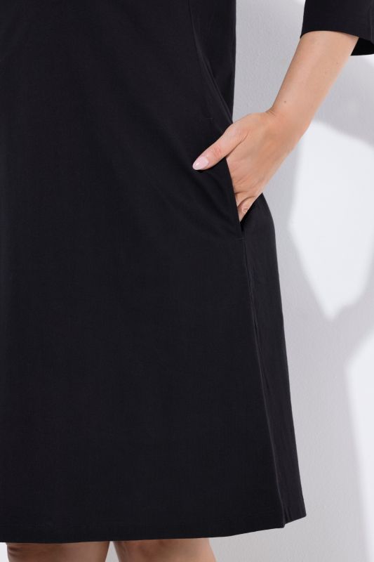 Polo Collar 3/4 Sleeve Knit A-Line Pocket Dress
