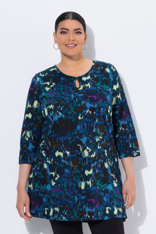 Abstract Midnight 3/4 Sleeve Knit Tunic