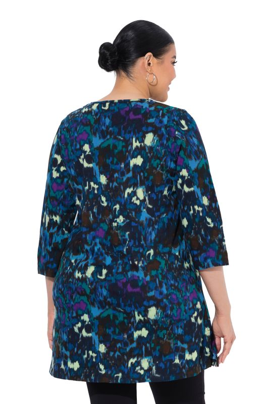 Abstract Midnight 3/4 Sleeve Knit Tunic