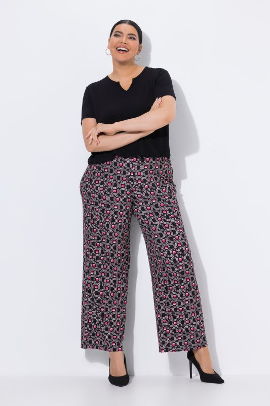 Matte Jersey Geometric Print Elastic Waist Pants