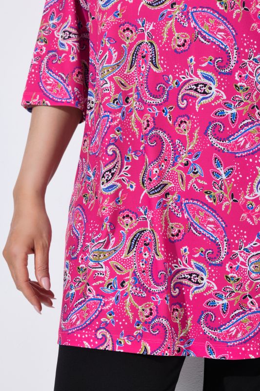 Matte Jersey Pink Paisley A-Line Tunic