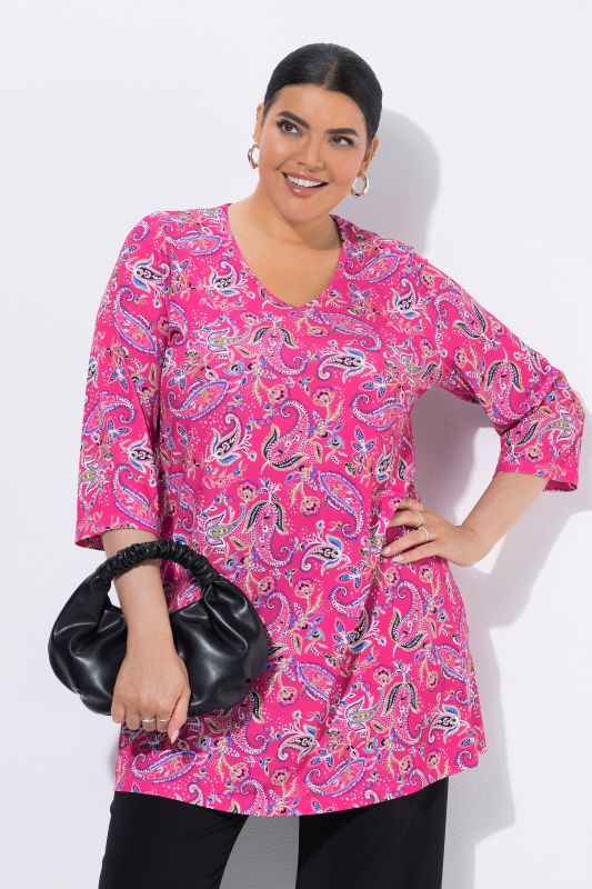 Matte Jersey Pink Paisley A-Line Tunic