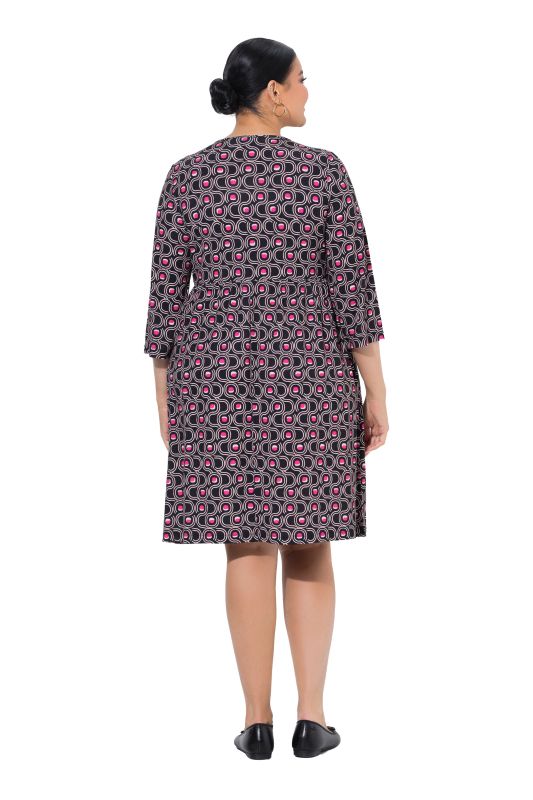 Matte Jersey Geometric Print Empire Waist A-Line Pocket Dress