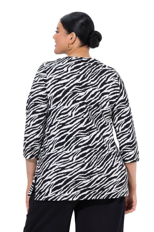Zebra Print 3/4 Sleeve Knit T-Shirt