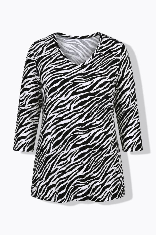 Zebra Print 3/4 Sleeve Knit T-Shirt