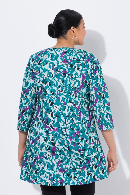 Floral Swirl 3/4 Sleeve Knit Tunic