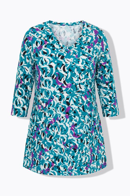 Floral Swirl 3/4 Sleeve Knit Tunic
