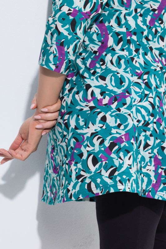 Floral Swirl 3/4 Sleeve Knit Tunic