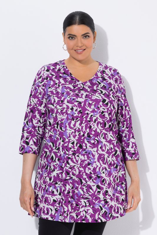 Floral Swirl 3/4 Sleeve Knit Tunic