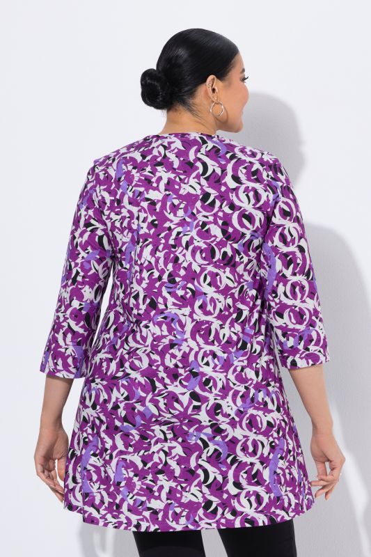 Floral Swirl 3/4 Sleeve Knit Tunic