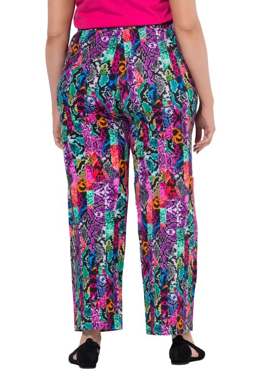 Matte Jersey Patchwork Striped Snakeskin Print Elastic Waist Pants