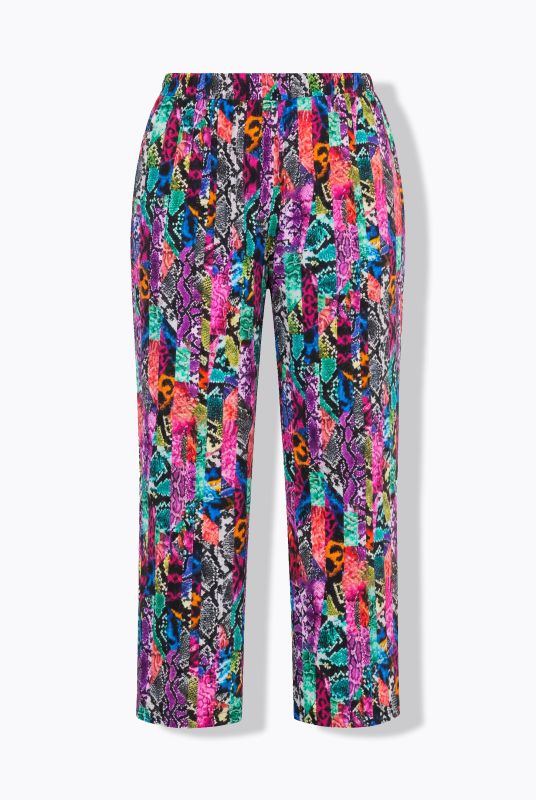 Matte Jersey Patchwork Striped Snakeskin Print Elastic Waist Pants