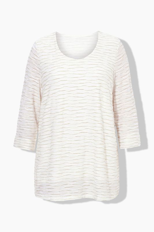 Textured Glitter Stripe 3/4 Sleeve T-Shirt Blouse