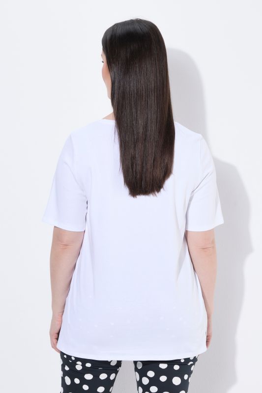 Rhinestone Flower Short Sleeve Pima Cotton Tee