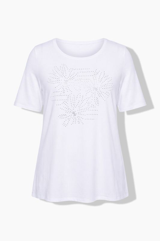 Rhinestone Flower Short Sleeve Pima Cotton Tee