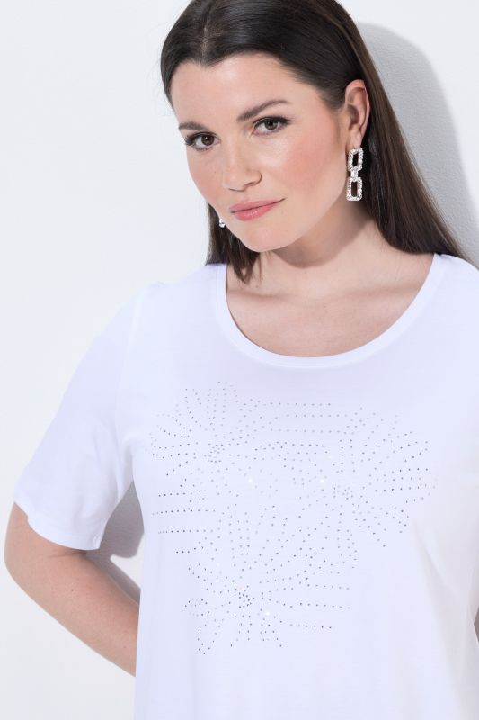 Rhinestone Flower Short Sleeve Pima Cotton Tee