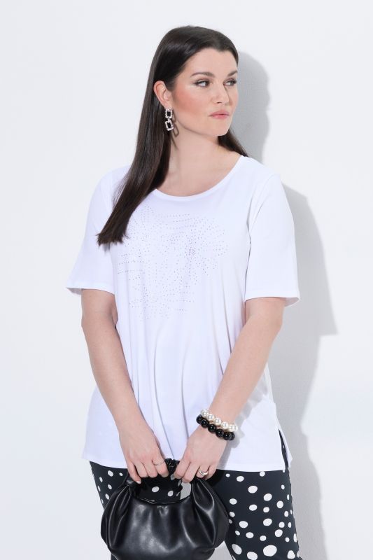 Rhinestone Flower Short Sleeve Pima Cotton Tee